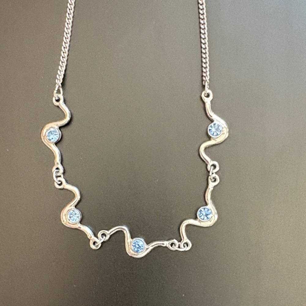 Lola Rose Elegant Silvertone Necklace with Blue Accents - Picture 3 of 6